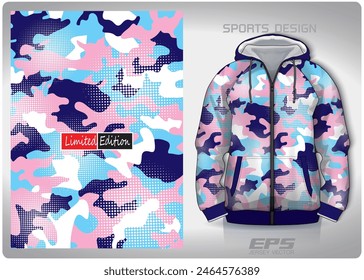 blue pink pastel army polka dot pattern design, illustration, textile background for sports t-shirt, football jersey shirt mockup for football club. consistent front view