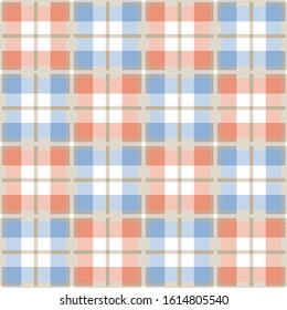 Blue and pink pastel color tartan plaid. Stylish textile pattern.