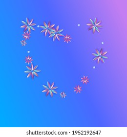 Blue and Pink Petal Vector Blue Background. Color Hibiscus Banner. Holiday Rainbow Template. Light Flower Graphic Pattern.