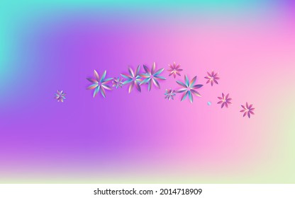 Fondo azul del vector de Petal azul y rosa. Patrón de Inflorescencia Ligera. Textura del arcoiris de verano. Cartel de diversión de flor degradado.