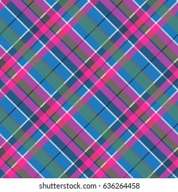 Blue pink pixels pattern seamless fabric texture. Vector illustration.