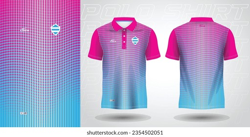 blue pink polo sport shirt sublimation jersey template design mockup