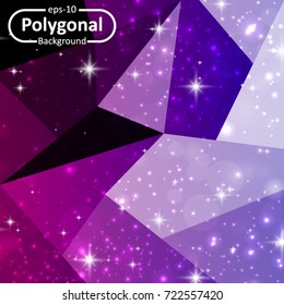 Blue and Pink Polygonal Background with Sparkles