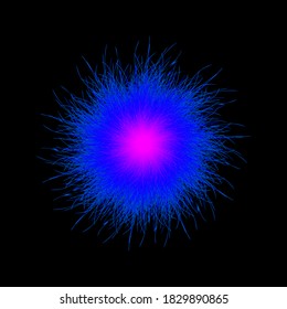 Pompón azul y rosa. Pompón esponjoso aislado. Pelota de cuatro. Ilustración vectorial 3D.