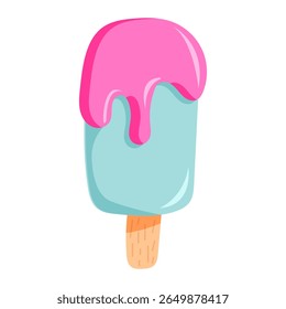 Blue and pink popsicle with melting topping