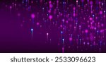 Blue Pink Purple Abstract Wallpaper. Artificial Intelligence Big Data Ethernet Technology Background. Neon Light Nodes Particles. Network Scientific Banner. Social Science Fiber Optics Light Pins.