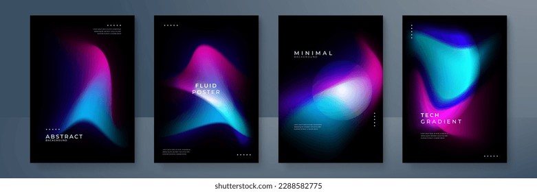 Blue pink purple blurred gradient background with aurora shape and light texture on black background. Modern blue blur grainy technology background for poster wallpaper