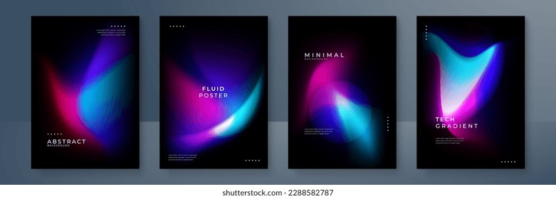 Blue pink purple blurred gradient background with aurora shape and light texture on black background. Modern blue blur grainy technology background for poster wallpaper