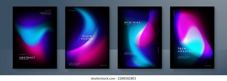 Blue pink purple blurred gradient background with aurora shape and light texture on black background. Modern blue blur grainy technology background for poster wallpaper