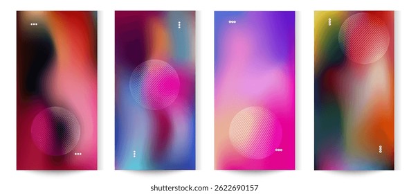 Blue pink purple blurred gradient background with aurora shape and light texture on black background. Modern blue blur grainy technology background