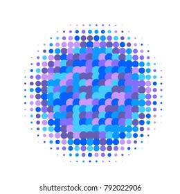 Blue, pink, purple color mixed halftone circles, dots pattern, vector, grunge. Comic texture background. Monochrome half-tone. Circle halftone Dots, colorful geometric gradient for pop art designs.