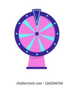 Blue, pink and purple fortune wheel illustration. Game, gambling, luck. Casino concept. Vector illustration can be used for topics like casino, circus, entertainment