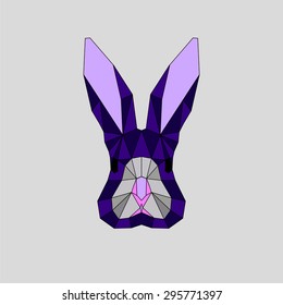 Blue, pink, purple geometric rabbit, line art bunny, editable vector EPS 10 isolated