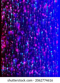 Blue Pink Purple Modern Background. Network Scientific Banner. Big Data Artificial Intelligence Ethernet Futuristic Wallpaper. Vivid Light Pins Elements. Social Science Fiber Optics Light Pins.