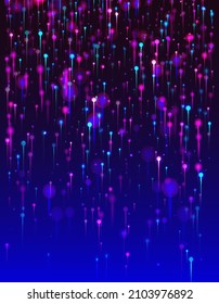 Blue Pink Purple Modern Wallpaper. Network Scientific Banner. Artificial Intelligence Big Data Ethernet Technology Background. Bright Light Glow Elements. Fiber Optics Social Science Light Pins.