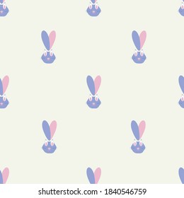Blue and pink rabbit hearts seamless vector pattern, love pattern. St. Valentine's Day. Wedding. Easter.