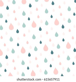  Blue and pink rain drops on white, stock vector illustration