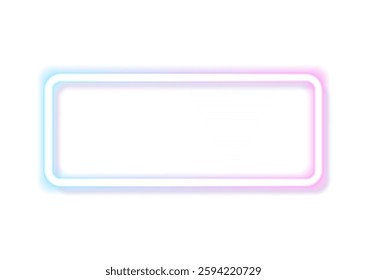 Blue and pink rectangle neon frame. Technology retro sci-fi abstract futuristic background. Vector pastel colors design