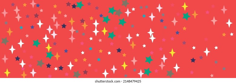 Blue Pink Red Multicolor Print Violet Chaotic White Sky Background. Stars Vibrant Yellow Azure Orange Green Bright Stars Pattern. Colorful Pastel Lavender Vivid Turquoise Indigo Sea Design Pic.