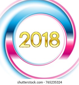 Blue and pink ring New Year 2018 abstract vector background