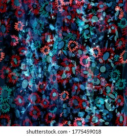 Textura transparente azul y rosa con flores dibujadas a mano. Resumen de fondo vectorial para página web, fondo de banners, tela, decoración doméstica, envoltura