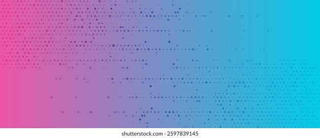 Blue pink shiny sparkling halftone particles abstract futuristic background. Geometric concept vector banner design