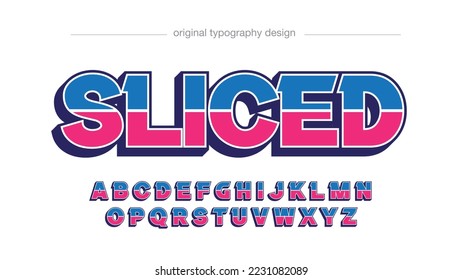 blue and pink sliced isolated letters