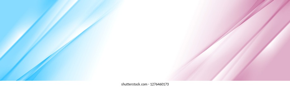Blue and pink smooth gradient stripes abstract header banner. Vector background
