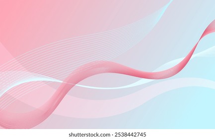 Curvas de onda de líneas suaves rosas azules con fondo abstracto de gradiente suave