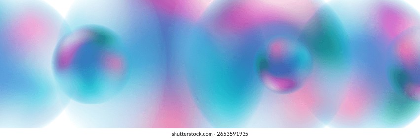 Fondo de concepto abstracto de esferas de gradiente líquido liso azul y rosa. Diseño de Anuncio elegante pastel de Vector
