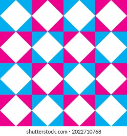 Patrón de tela de forma cuadrada azul y rosa sobre fondo blanco. Patrón sin brillo para el papel de envoltura.