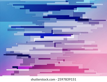 Blue pink stripes abstract minimal geometric background. Vector tech design