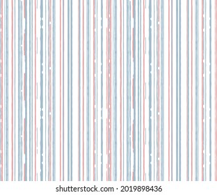 Blau mit rosafarbenen Streifen vertikal Modern ausgekleidete Textur Streifen Muster.Abstrakter, unregelmäßiger gestreifter Hintergrund. Nahtloses Muster.