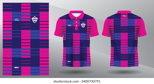 blue and pink sublimation polo sport jersey design