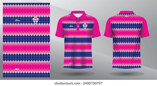 blue and pink sublimation polo sport jersey design