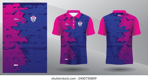 blue and pink sublimation polo sport jersey design