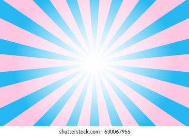 Blue And Pink Sunburst Pattern Background. Rays. Radial. Vector Illustration