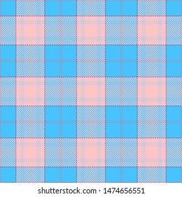 Blue and Pink Tartan Plaid Scottish Seamless Pattern. Texture from tartan, plaid, tablecloths, shirts, clothes, dresses, bedding, blankets and other textile.