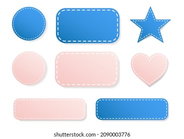 Pegatinas de banner de texto azul y rosa.Pancarta de texto de plantilla de color rosa vector. Rosa y azul lindo 
Banners vectoriales geométricos 3d.