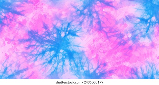 Blue and pink tie dye pattern Ink , colorful tie dye pattern abstract background. Tie Dye two Tone Clouds . Abstract batik brush seamless and repeat pattern design