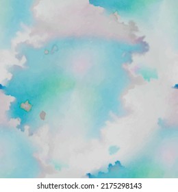 Blue Pink Tie Dye. Sky Brush Watercolor. Blue Circle Swirl. Tie Dye Cloud. Cloud Tie Dye. Vector Dyed Print. Pink Swirl Background. Pink Seamless Print. Tie Dye Seamless Background. Cloud Sky Vector