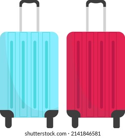 Blue and pink travel suitcases, illustration, vector on a white background.