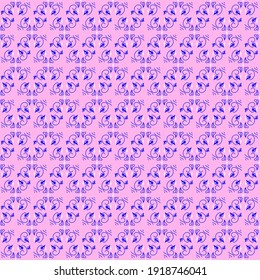 Blue and pink trendy face pattern. Seamless background