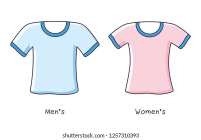 Blue and pink t-shirts isolated for men or women