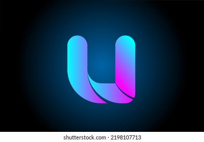 blue pink U alphabet letter logo icon design with gradient color. Creative template for business  and company