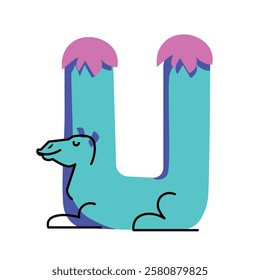 Blue Pink U Animal Alphabet Word