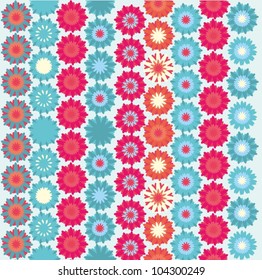 Blue - pink vector floral "knitting" pattern