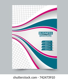 Blue and pink vector flyer template. Abstract brochure design. Annual report cover background. For business, education, advertisement. Editable illustration.
