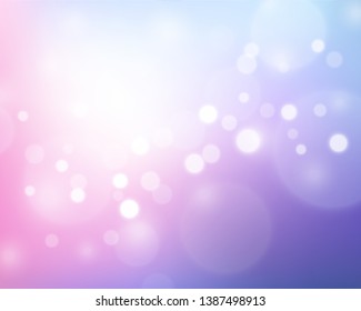 Blue pink and violet gradient backdrop with bokeh effect. Abstract spring natural blurred background. Floral concept for your graphic design, banner, wallpaper or poster