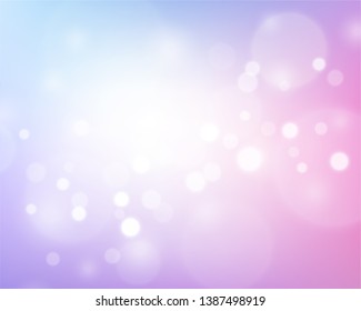 Blue pink and violet gradient backdrop with bokeh effect. Abstract spring natural blurred background. Floral concept for your graphic design, banner, wallpaper or poster